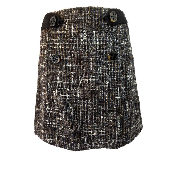 Max & Co Wool Blnd Tweed Mini Skirt Sz 2 Bouclé Button Front Y2K Equestrian Styl - Picture 3 of 10